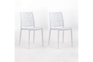 SIEDITI FUORI E DENTRO Chaises en polypropylène avec Fibre de Verre empilables pour intérieur/Cuisine/Salle à Manger et extérieur/Jardin Anna (2 Chaises, Blanc)