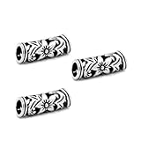 Dreadz Carved Silver Tube Hair Beads x 3