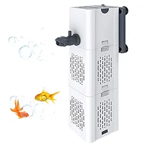 Qpets 4 in 1 Aquarium Filter Fish Tank Filter with Oxygen Generator, Pumping, Wave Making,Adjustable Flow,6W Submersible Water Filter 500L/H, Filter for Below 60CM Aquarium Fish Tank