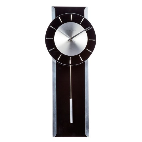 Debenhams Schwarze Pendel-Wanduhr aus Glas, schwarz, Wall Clock