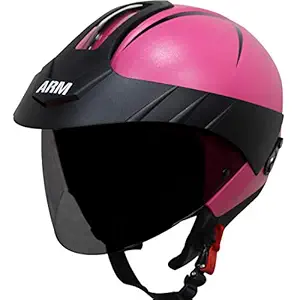 Steelbird ABS Shell Open Face Helmet with Peak Cap and Extra Clear Visor and Extra Smoke Fitted Visor (Dashing Pink, Large, 600 mm) - SB-33 ARM 7Wings