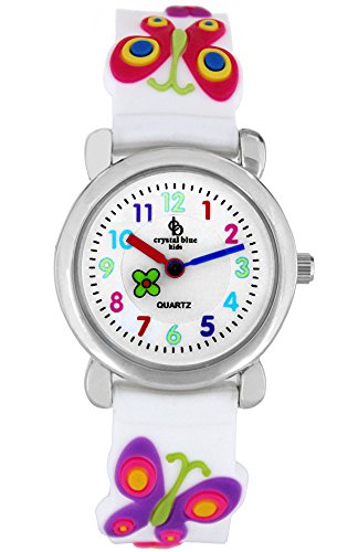Pacific Time Kinder-Armbanduhr Schmetterlinge Analog Quarz weiss 21975