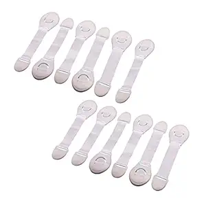 Babysafehouse 12 Piece Safety Lock for Cabinet, Drawer, Fridge with Strong Tape for Kids Protection (White)