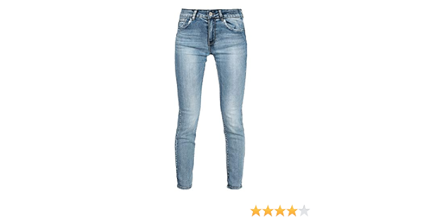 Miss Bonbon Jeans Elasticizzati Effetto Slavato Donna Blu Cotone :  Amazon.it: Abbigliamento