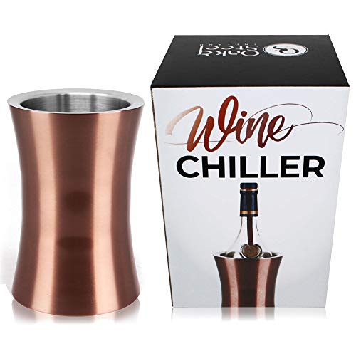 Enfriador de Botella de Vino, Premium Acero Inoxidable - Elegante Oro Rosa - diseño de doble pared - Mantén tu vino perfectamente frío, no se necesita hielo! - Regalo para Navidad o Accesorio de Bar