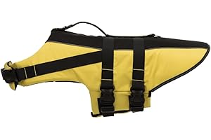 TRIXIE Hunde-Schwimmweste XL: 65 cm (bis 45 kg) neon-gelb – schnell trocknende Rettungsweste Hund mit Rettungsgriff für mehr Sicherheit bei Wasseraktivitäten wie Bootsausflüge & SUB - 30129