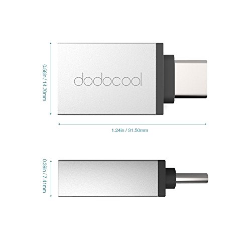 2X dodocool USB C Adapter – Mini Micro USB 3,1 Type-C zu USB-A 2,0 für MacBook / ChromeBook Pixel / Nexus 5X / Nexus 6P / Nokia N1 / Type C und Alle USB-C Phones, Tablets und Laptops (Silber) - 6