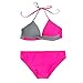 Produktbild POIUDE Damen Geraffte Tie Dye Bandeau Bikini Badeanzüge Farblich Passender Bikini Slip S-2XL(Hot Pink, Large)