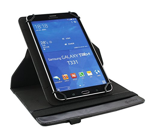 Emartbuy® Alcatel One Touch Pixi 8 Zoll Tablet Universal ( 7 – 8 Zoll ) Schwarz Prämie PU Leder 360 Grad rotierende Stand Folio Geldbörse Tasche Hülle + Schwarz Eingabestift - 6