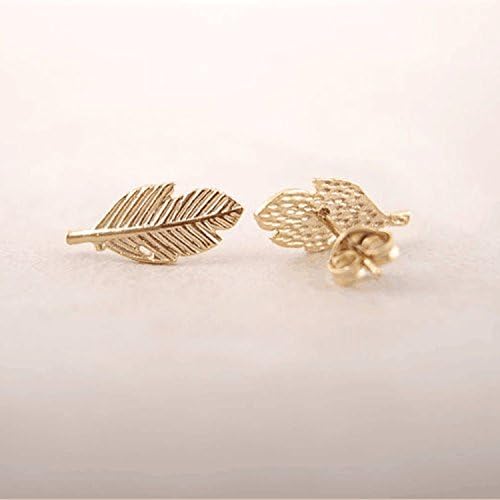 YOUHONG® Cool Ear Studs Alloy Feather Leaf Earrings for Women Golden