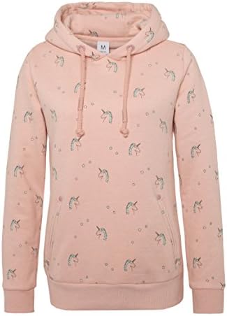 Sublevel Women’s All-Over Unicorn Print Hoodie | Hooded Unicorn Sweatshirt, Loungewear Light-Rose XS