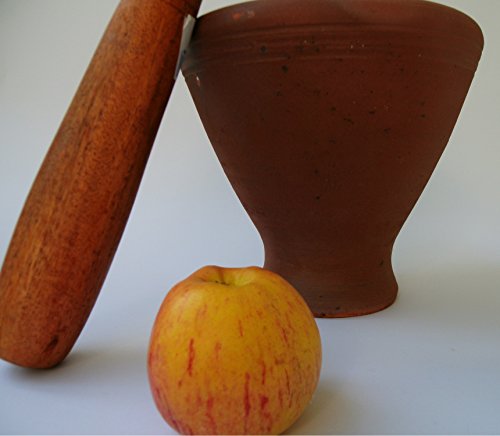 XL Laos Mörser aus Ton – mit Stößel aus Holz - 3