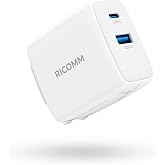 Ricomm 65W GaN USB-C + USB-A Charger Apple & Samsung & Macbook, Notebook, iPhone, iPad Fast Charger + 2MT 100W Type-C