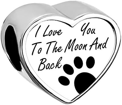 Dog Paw Charm Mothers Day Heart I Love You To The Moon&back Fit Pandora Chamilia Charms Bracelet