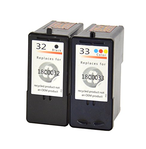 2 Druckerpatronen kompatibel für Lexmark 32 + 33 color und black - 2