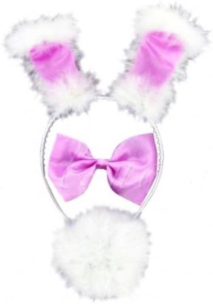 Alandra Party WBUNNYS-P Bunny Set Wire Fluffy Tail and Satin, Pink
