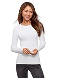 jerseis de punto mujer Tipo de escote: Redondo oodji Collection Mujer Suéter Texturizado con Cuello Redondo, Blanco, ES 46 / XXL