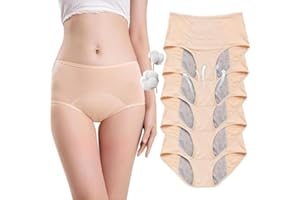 AMOUSDRDR Dry Wear Unterhose Damen Inkontinenz, Drywear Auslaufsichere Unterwäsche Damen, Höschen für Frauen Über 60 Waschbare, Wiederverwendbare Baumwollhöschen (Khaki-5Pcs,3XL)