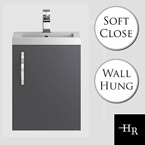 Apollo Wall Hung 400mm Grey Gloss Bathroom Basin Vanity Unit Wash Stand