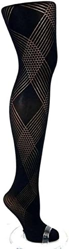 1 Pair womens black patterned semi opaque tights 80 Denier One size 8-14 R20