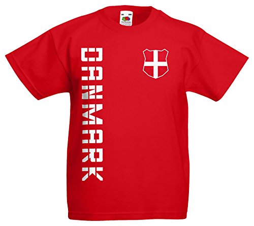 Dänemark Danmark Kinder EM 2016 T-Shirt Trikot Name Nummer (Rot, 164)