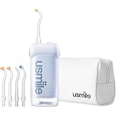 【3 in 1 Package】usmile C10 Portable Oral Irrigator (Blue), S-Type Nozzles and Travel Case - Complete Oral Care Set for Home a