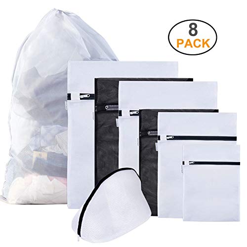 Preisvergleich Produktbild EXTSUD 8 Stück Wäschenetz für Waschmaschine,Extra-groß Wäschesack Wäschebeutel mit Reißverschluss für Schuhe,Sneaker,Oberbekleidung, Dessous, Socken, Strumpfhosen, Strümpfe und Baby Kleidung
