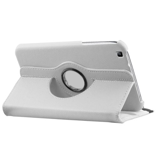 3in1 Set: kwmobile Hülle für Samsung Galaxy Tab 3 8.0 T3100 – 360° Standfunktion Case Tablet Schutzhülle Kunstleder – Smart Cover Tabletcase Weiß + Folie, kristallklar + Stylus, weiß - 3