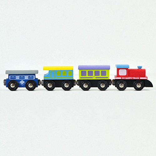 Wooden Railway Train Set - 80 Pieces with Play Accessories