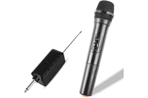 ZONADAH Einzel-Funkmikrofon, wiederaufladbares Mikrofonsystem mit Empfänger und Anti-Rutsch-Ring, 30-100 Meter Übertragungsentfernung für Karaoke-Gesang, öffentliche Rede, Hochzeit, Bühne