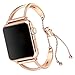 Produktbild Qianyou Watch Armband 38mm Metall, Schlaufe Edelstahl Uhrarmband Vintage Retro Ersatzarmband Metall Armbänder mit Einstellbares Seil Kompatibel für Apple Watch Series 3/2/1,Sport,Edition,Nike+,Rose Gold