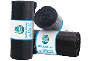 DETERMONDO 100 Sacchi Spazzatura Grandi 90x120 Neri Super Resistenti Condominiali 120 Litri - 10 Rotoli da 10 Pezzi