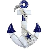 WINOMO Estilo mediterráneo ancla ganchos de pared decoración de madera colgante adornos náuticos