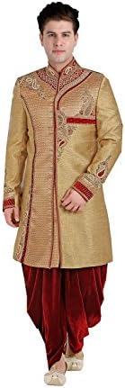 Fashions Biz Striking Beige Color Sherwani in Jute Fabric 84120