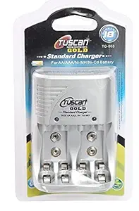 Tuscan(TG003) Battery Charger for AA/AAA/9V Ni-MH/Ni-Cd Batteries(White)