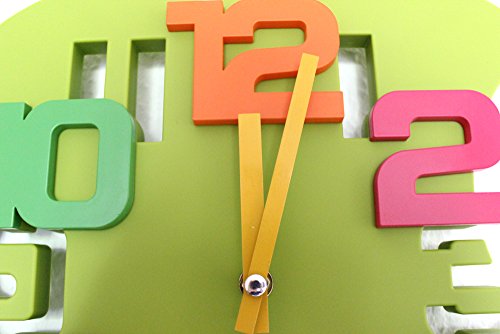 3D Design Wanduhr Küchenuhr Baduhr Bürouhr Wanddeko Kinderzimmer Apfel (Grün) - 2