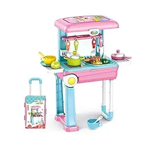 Nijek Store Pretend Play Kitchen Toy Set | Kitchen Play Set with Sound and Light | ,Best Gift for Kids | Girls | Boys | Multicolor | (Happy Chef Kitchen Set)