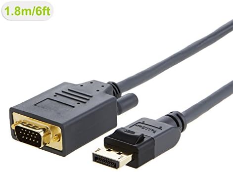 VeLLBox 6Ft Gold Plated DisplayPort to VGA Adapter Cable Male/Male, Standard DP to VGA Male Cable, Grey Color, 6ft/1.8m