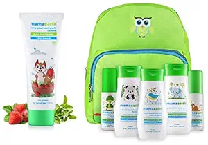Mamaearth 100% Natural Berry Blast Kids Toothpaste 50 Gm, Fluoride Free, Sls Free, No Artificial Fla&Mamaearth Complete Baby Care Kit With Baby Lotion, Shampoo, Body Wash, Mosquito Repellent