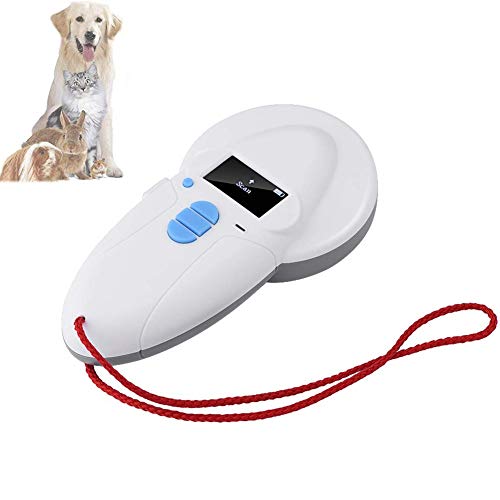 QYLJX Microchip Reader RFID 134.2Khz, Pet ID Microchip Scanner, Portable Animal Microchip Scanner Pet Identification Recognition RFID Reader Ear Tag Scanner, OLED Display with Backlight