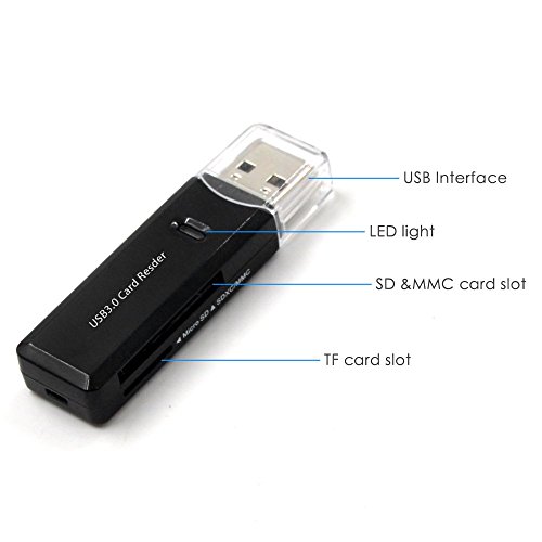 Kartenleser, 2-in-1 USB 3.0 Kartenleser Kartenlesegerät mit zwei TF/SD Kartenslots für SDHC/SDXC and microSDHC/microSDXC cards - 2