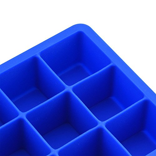 Bermud 4 Stück Wiederverwendbar 15-Fach Silikon Eiswürfelformen Eiswürfelform Gefrierformen Eiswürfelbehälter für Eiswürfel, Schokoladenform, Eiswürfel Maße von 33x33mm - 3