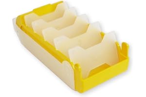 TimeTEX Boîte à fiches A8 en plastique robuste, semi-transparent avec couvercle coulissant, méthode d'apprentissage à 5 compartiments, 20 x 9 x 7 cm, couleur : jaune