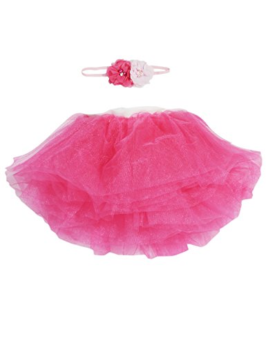 Anna-Kaci Cute Newborn Toddler Baby Girl Tutu Skirt & Headband Photo Prop Costume Outfit Darkpink