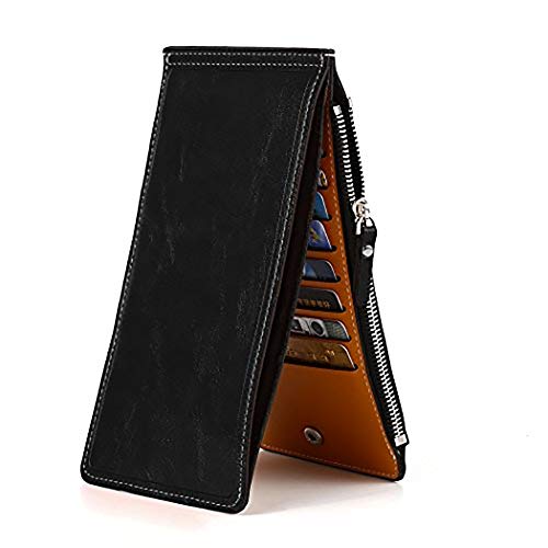 Ducomi® Portafoglio 18 - Portafoglio Unisex con Zip e 18 Scomparti per Carte di Credito, Monete e Contanti - Idea Regalo Originale per Natale per Lui e per Lei (Nero)