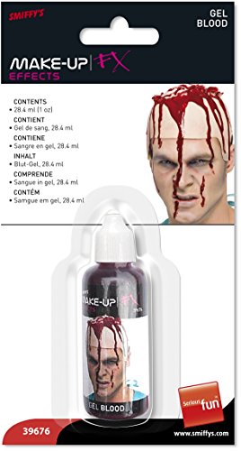 Smiffys Make-Up FX, Red Professional Style Gel Blood, Red, 28.4ml Bottle, Cosmetics and Disguises Fancy Dress, Cosmetic Dress Up Cosmetics & Disguises.
