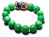 Beas:15mm; yigedan - Pulsera elástica de Cuentas Redondas de Jade de la Bestia de Dios Que cambian de Color Verde de 15 mm