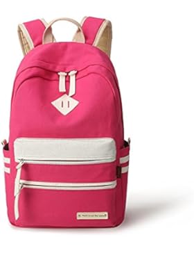 Flyingsky Leinwand Schulrucksack, einfarbig gedruckt Frauen Mädchen Tasche Rucksack für Reisen Wandern und Outdoor-Casual-Aktivitäten