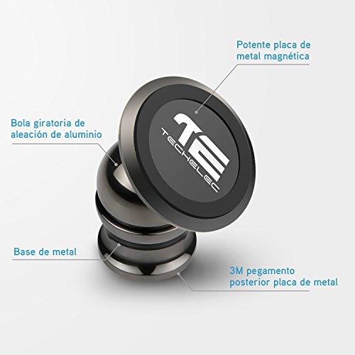 TechElec Soporte Movil Coche  Sostenedor Magn  tico de Tel  fonos M  viles  Rotaci  n de 360 grados  para Smartphone y Dispositivo GPS     Instalaci  n en cualquier Superficie Plana