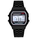 Dooret Mode Vintage LED Digitaluhr Edelstahlband Alarm Armbanduhr Kleid Geschäfts Armbanduhr Für Männer Frauen